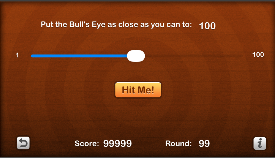 Bullseye Guess iOS app - slider target number game