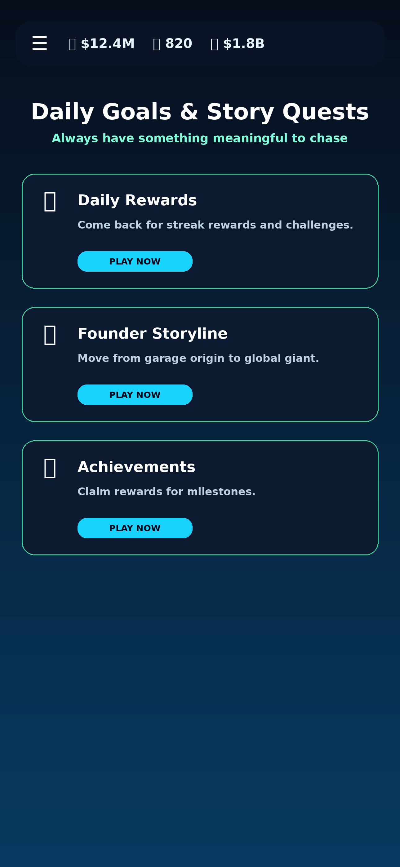Tech Titan Empire progress screen